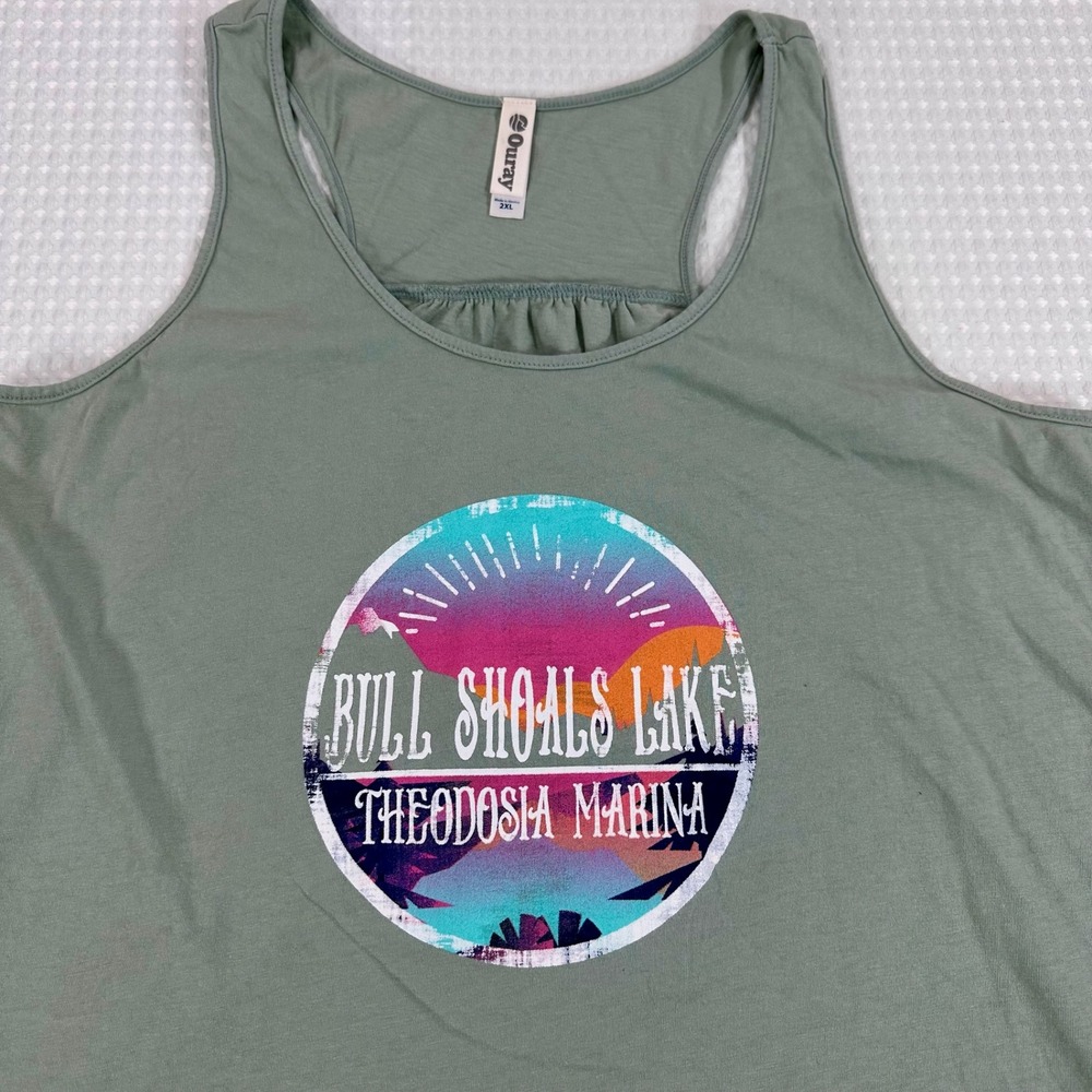 Ouray Women's 2XL‎ Tank Top Bull Shoals Lake Theodosia Marina Graphic Racerback